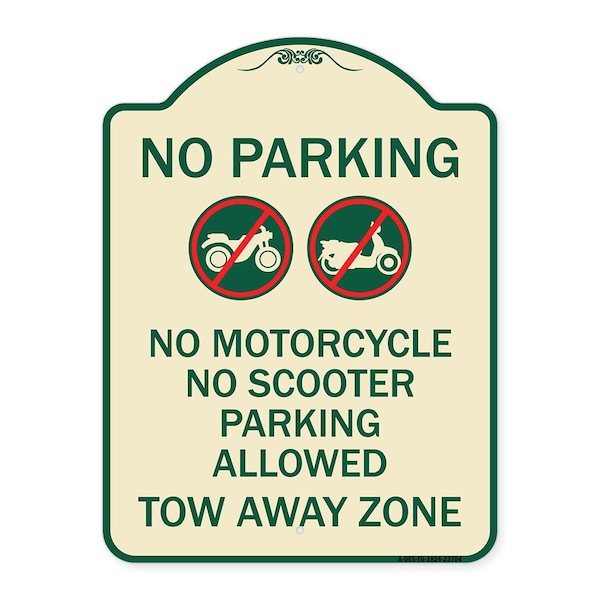 Signmission No Parking No Motorcycle No Scooter Parking Allowed Tow Away Zone Alum, 24" x 18", TG-1824-23704 A-DES-TG-1824-23704 - main
